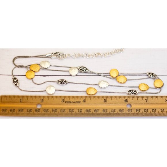 40 inch, Vintage Unique Symbolic Circle Charms Silver Tone Necklace - S35 - Picture 3 of 3